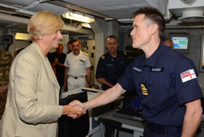 Italian Minister of Defense Roberta Pinotti visits Force Command Headquarters onboard ITS Cavour