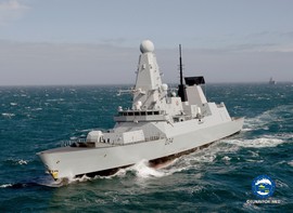 The British destroyer HMS Diamond joins operation SOPHIA