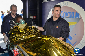 A rescued migrant receives a surgical operation in EUNAVFOR MED operation Sophia Flagship’ hospital